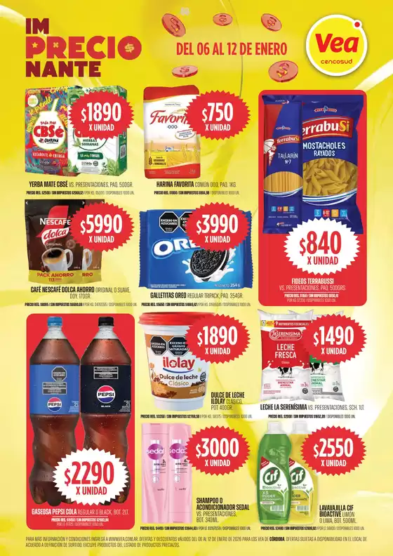 Catálogo Supermercados Vea en Glew | Oferta imPRECIOnante Córdoba | 2026-01-06T00:00:00.000Z - 2026-01-12T00:00:00.000Z