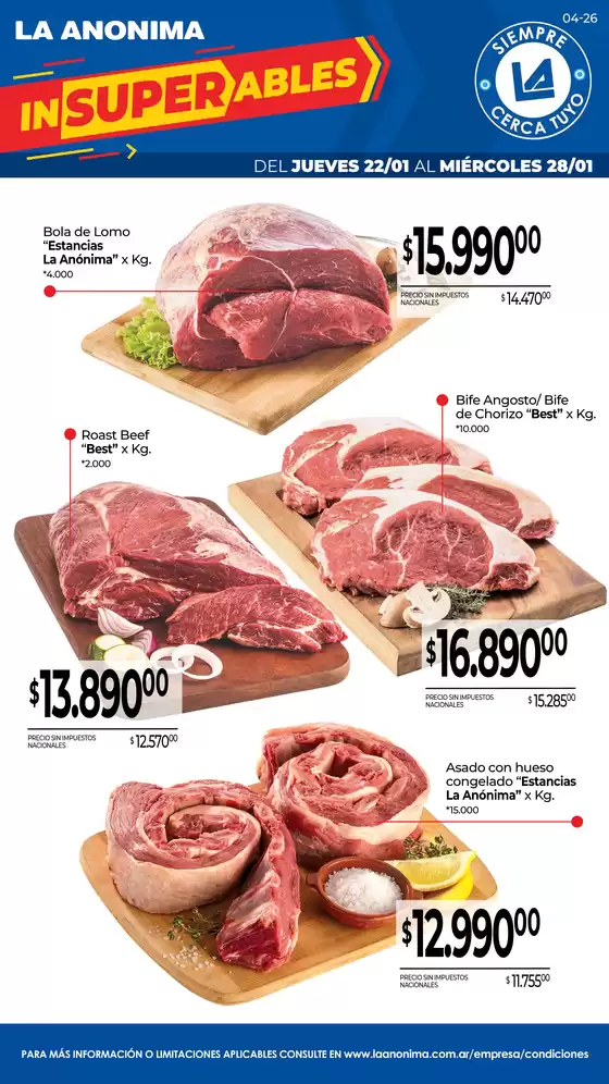 Catálogo La Anonima en Moreno | Frescos | 2026-01-22T00:00:00.000Z - 2026-01-28T00:00:00.000Z