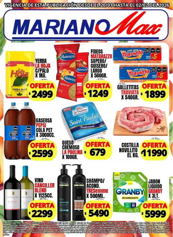 Catálogo Supermercados Mariano Max en Moreno | Ofertas Supermercados Mariano Max | 2026-01-20T00:00:00.000Z - 2026-02-02T00:00:00.000Z