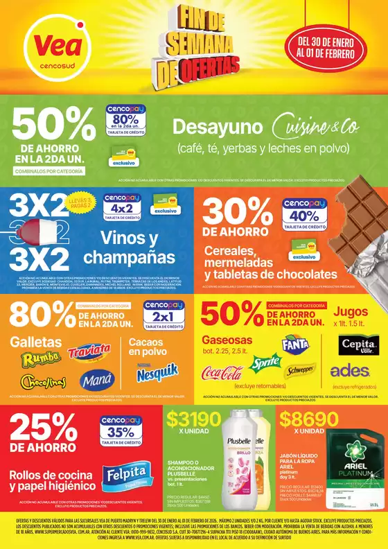 Catálogo Supermercados Vea en Tres Arroyos | Oferta fin de semana | Chubut | 2026-01-30T00:00:00.000Z - 2026-02-01T00:00:00.000Z