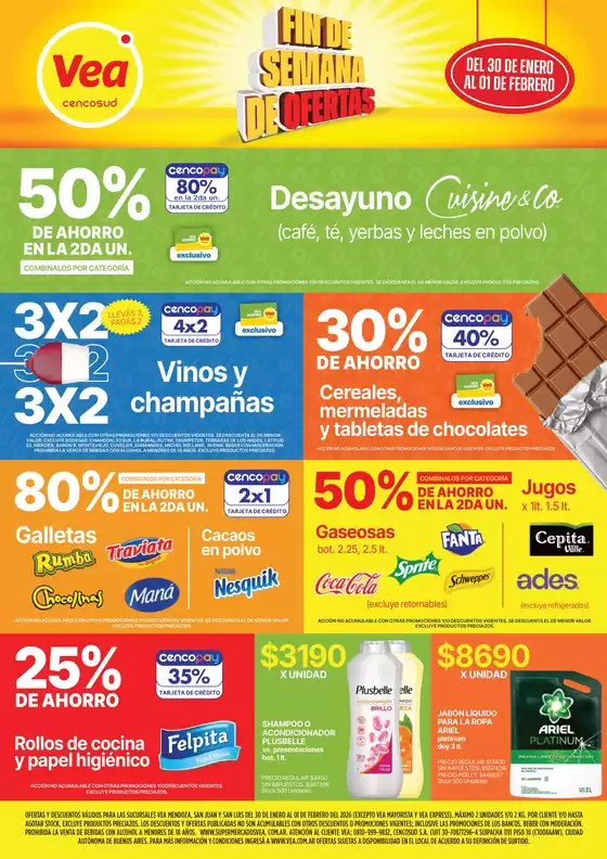 Catálogo Supermercados Vea | Ofertas fin de semana | Cuyo | 2026-01-30T00:00:00.000Z - 2026-02-01T00:00:00.000Z