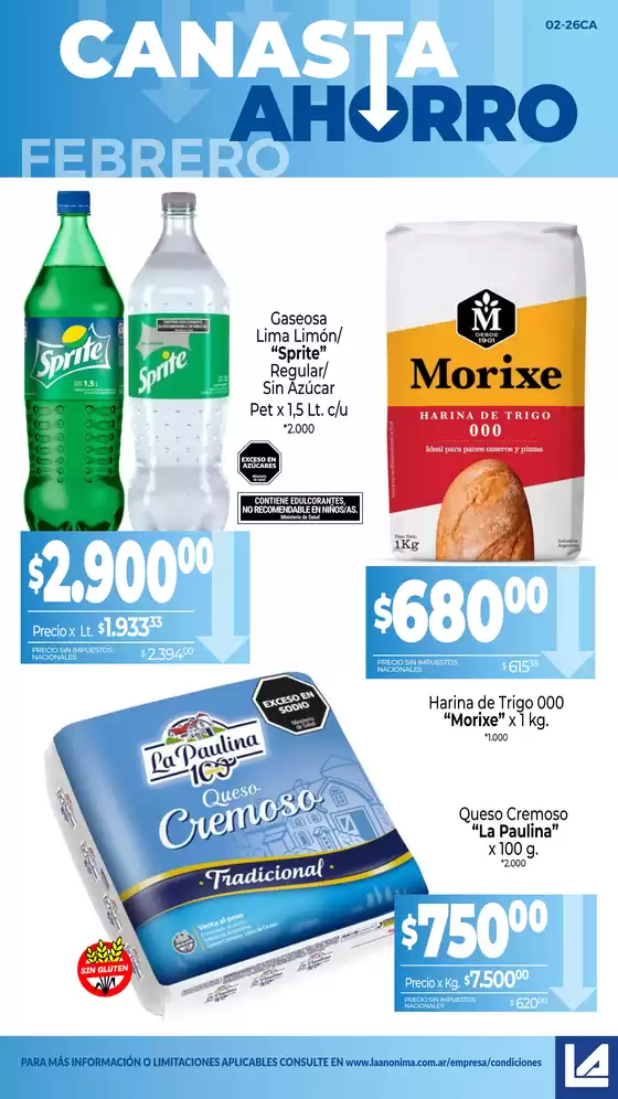 Catálogo La Anonima | Canasta Ahorro | 2026-02-01T00:00:00.000Z - 2026-02-28T00:00:00.000Z