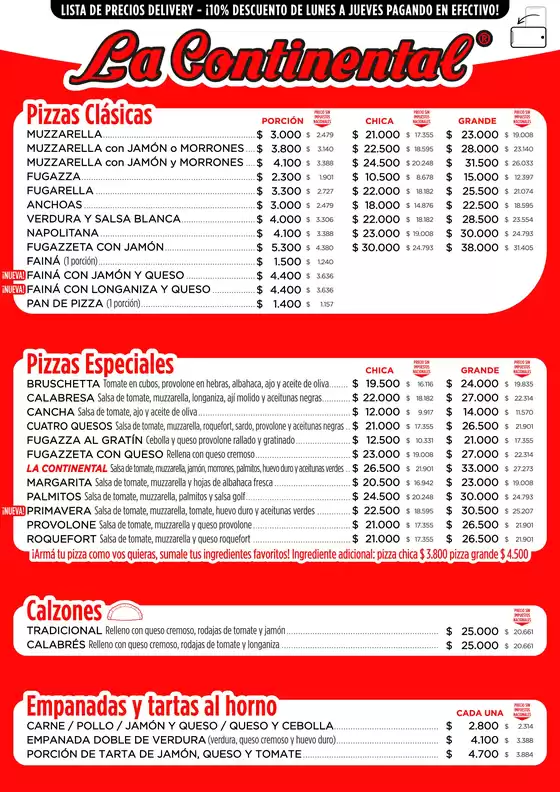 Catálogo La Continental | Menu Delivery | 2026-02-06T00:00:00.000Z - 2026-12-31T00:00:00.000Z