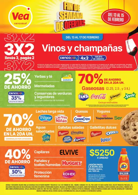 Catálogo Supermercados Vea en Río Cuarto | Ofertas fin de semana Chubut | 2026-02-13T00:00:00.000Z - 2026-02-15T00:00:00.000Z
