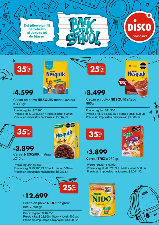 Catálogo Disco | FOLLETO VUELTA AL COLE MASIVOS 2026 | 2026-02-18T00:00:00.000Z - 2026-03-05T00:00:00.000Z