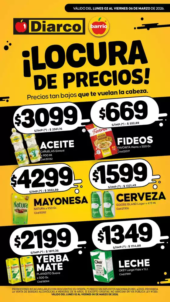 Catálogo Diarco en San Fernando | ESPECIAL LOCURA DE PRECIOS | 2026-03-02T00:00:00.000Z - 2026-03-06T00:00:00.000Z