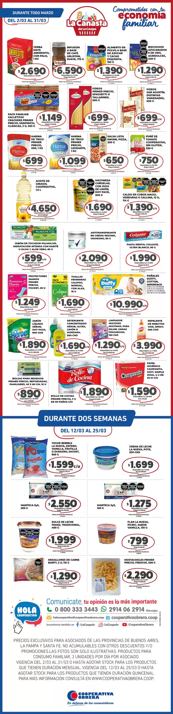 Catálogo Cooperativa Obrera en Villa Carlos Paz | canasta BA-12032026 | 2026-03-02T00:00:00.000Z - 2026-03-31T00:00:00.000Z