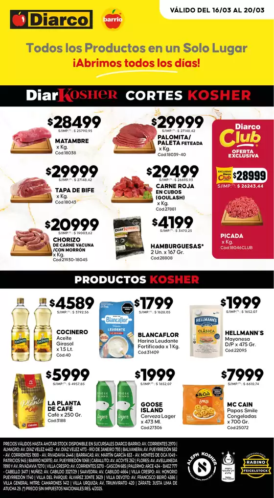 Catálogo Diarco | OFERTAS KOSHER | 2026-03-16T00:00:00.000Z - 2026-03-20T00:00:00.000Z