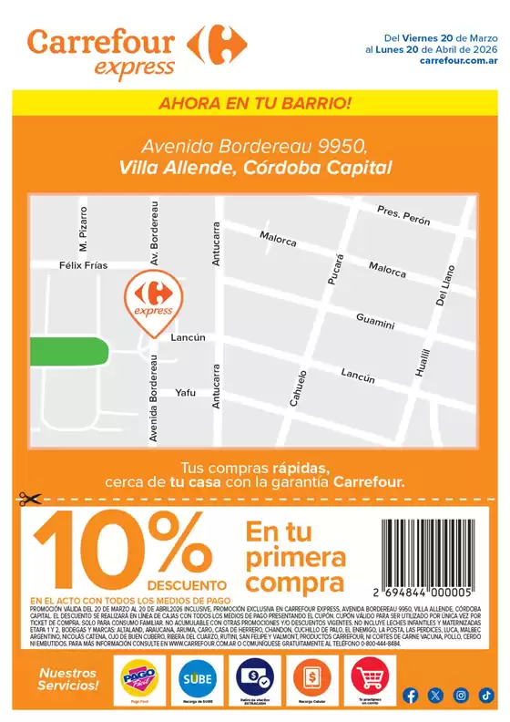 Catálogo Carrefour Express en Martínez | Express Av.Bordereau 9950 Villa Allende Cordoba | 2026-03-20T00:00:00.000Z - 2026-04-30T00:00:00.000Z
