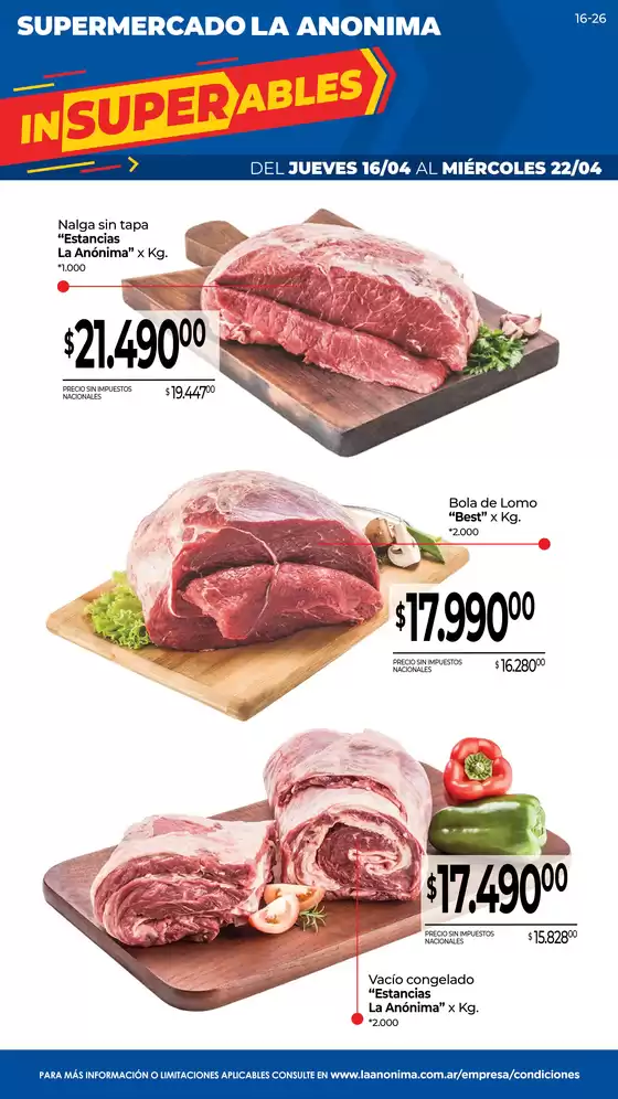 Catálogo La Anonima en Villa Leloir | Frescos | 2026-04-16T00:00:00.000Z - 2026-04-22T00:00:00.000Z