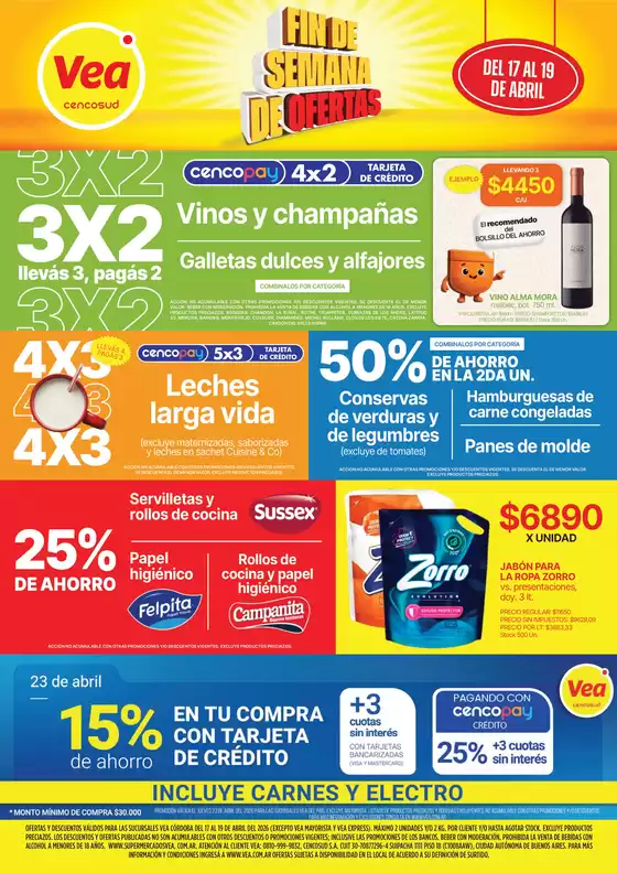 Catálogo Supermercados Vea | Ofertas fin de semana | Córdoba | 2026-04-17T00:00:00.000Z - 2026-04-23T00:00:00.000Z