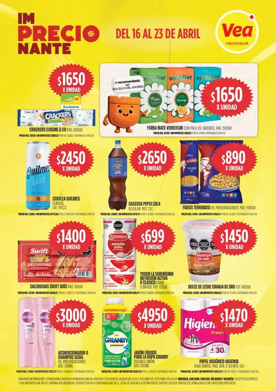 Catálogo Supermercados Vea | Oferta imPRECIOnante Cuyo | 2026-04-16T00:00:00.000Z - 2026-04-23T00:00:00.000Z