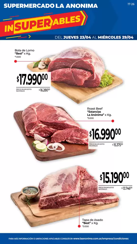 Catálogo La Anonima | Frescos | 2026-04-23T00:00:00.000Z - 2026-04-29T00:00:00.000Z