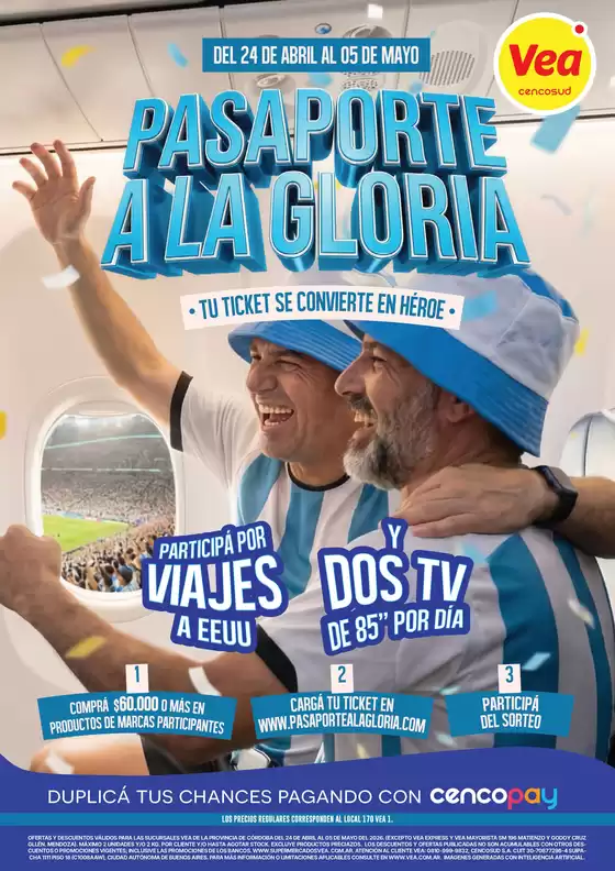 Catálogo Supermercados Vea | Oferta pasaporte a la Gloria - Córdoba | 2026-04-24T00:00:00.000Z - 2026-05-05T00:00:00.000Z