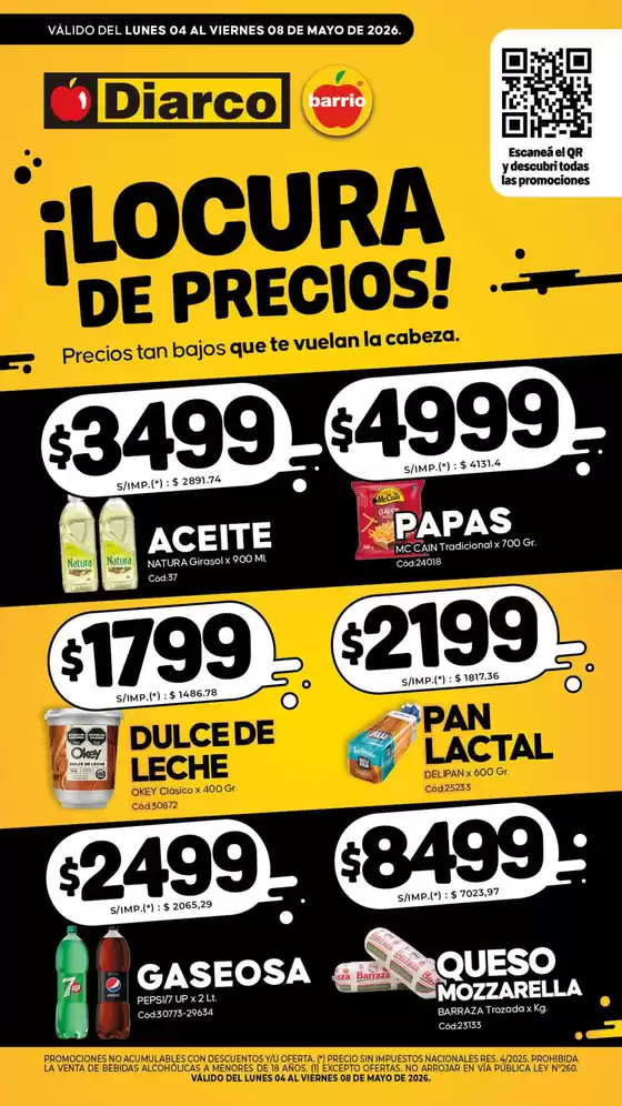 Catálogo Diarco en San Miguel (Buenos Aires) | ESPECIAL LOCURA DE PRECIOS | 2026-05-04T00:00:00.000Z - 2026-05-08T00:00:00.000Z