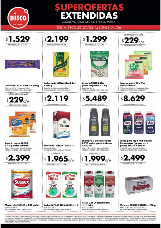 Catálogo Disco | Superofertas extendidas - Cruz del Eje y Jesus Maria | 2026-05-27T00:00:00.000Z - 2026-06-01T00:00:00.000Z
