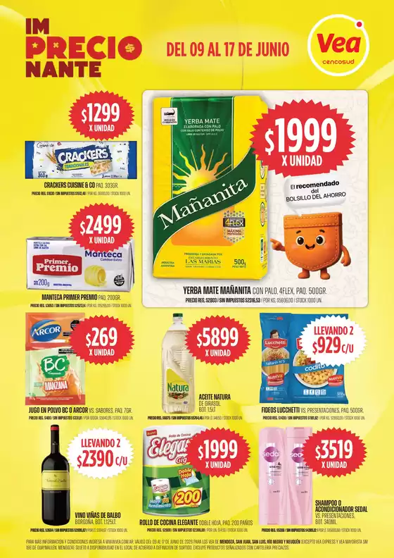 Catálogo Supermercados Vea | folleto imPRECIOnante Cuyo | 2026-06-09T00:00:00.000Z - 2026-06-17T00:00:00.000Z