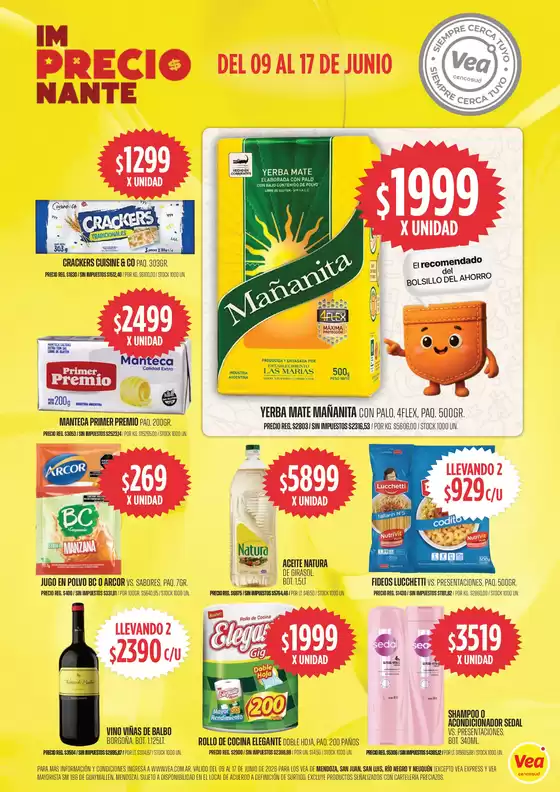 Catálogo Supermercados Vea | folleto imPRECIOnante Cuyo | 2026-06-09T00:00:00.000Z - 2026-06-17T00:00:00.000Z