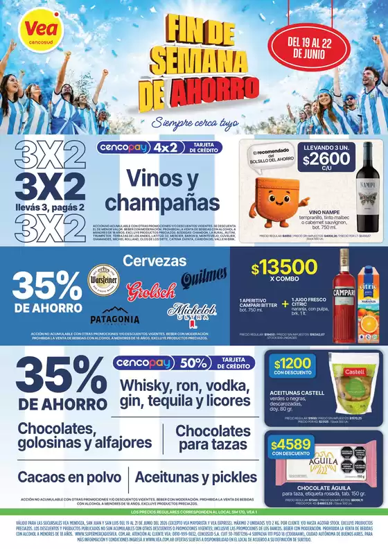 Catálogo Supermercados Vea | Fin de semana de ahorros Cuyo | 2026-06-19T00:00:00.000Z - 2026-06-22T00:00:00.000Z