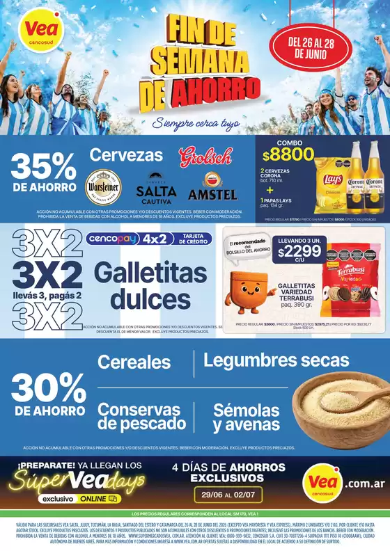 Catálogo Supermercados Vea en Mar del Plata | Fin de semana de Ahorro | 2026-06-26T00:00:00.000Z - 2026-07-02T00:00:00.000Z