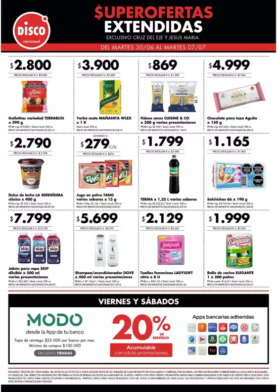 Catálogo Disco | Superofertas extendidas - Cruz del Eje y Jesus Maria | 2026-06-30T00:00:00.000Z - 2026-07-07T00:00:00.000Z
