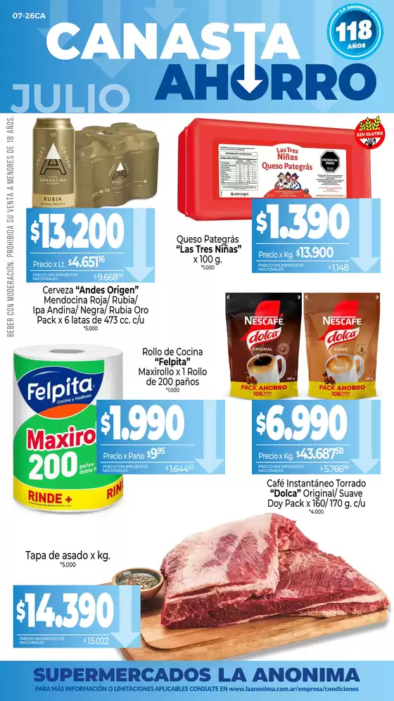 Catálogo La Anonima | Canasta Ahorro | 2026-07-01T00:00:00.000Z - 2026-07-31T00:00:00.000Z
