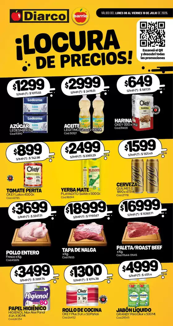 Catálogo Diarco | ESPECIAL LOCURA DE PRECIOS | 2026-07-06T00:00:00.000Z - 2026-07-10T00:00:00.000Z