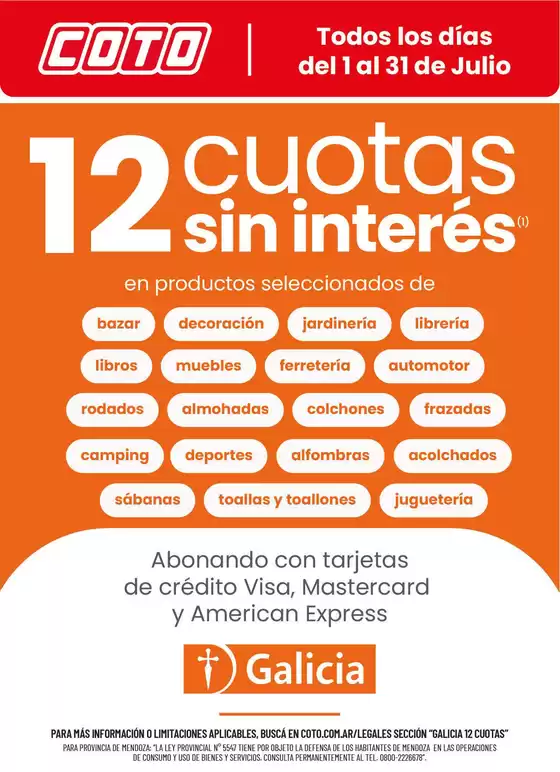 Catálogo Coto | Coto Galicia 12 Cuotas Julio | 2026-07-01T00:00:00.000Z - 2026-07-31T00:00:00.000Z