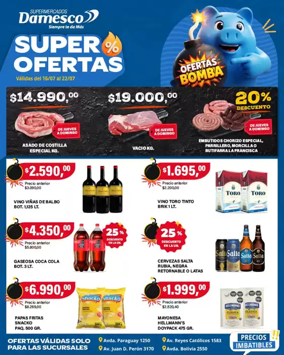 Catálogo Supermercados Damesco en Valentín Alsina | Ofertas minoristas 16 al 22 07 | 2026-07-16T00:00:00.000Z - 2026-07-22T00:00:00.000Z