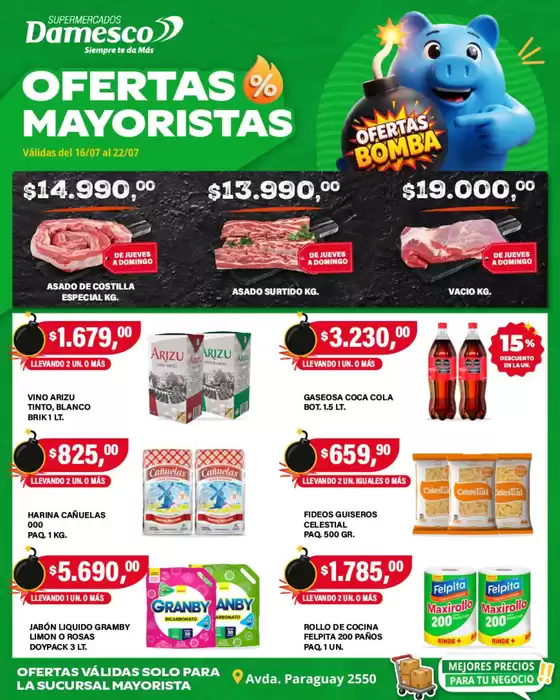 Catálogo Supermercados Damesco en Valentín Alsina | Ofertas mayorista 16 al 22 07 | 2026-07-16T00:00:00.000Z - 2026-07-22T00:00:00.000Z