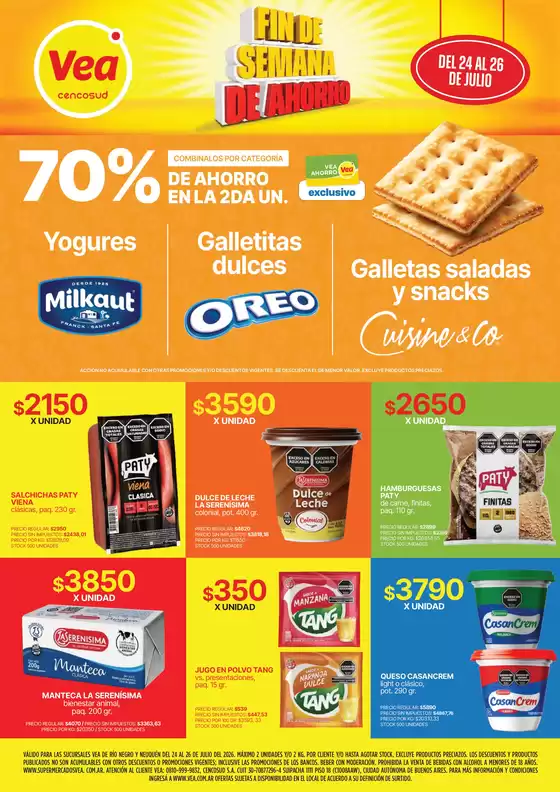Catálogo Supermercados Vea | volante fin de semana Patagonia | 2026-07-24T00:00:00.000Z - 2026-07-26T00:00:00.000Z