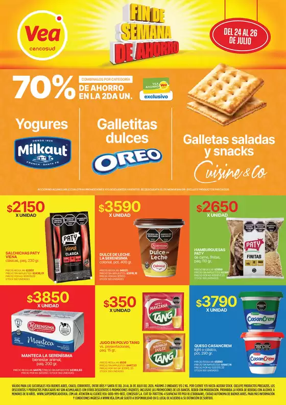 Catálogo Supermercados Vea | Fin de semana de ahorro BA Nea | 2026-07-24T00:00:00.000Z - 2026-07-26T00:00:00.000Z