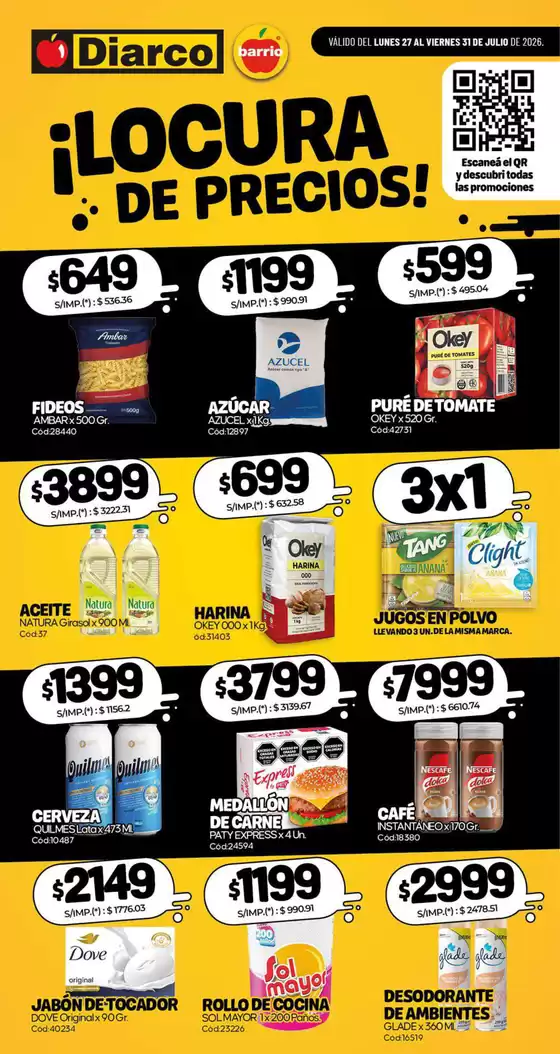 Catálogo Diarco | ESPECIAL LOCURA DE PRECIOS | 2026-07-27T00:00:00.000Z - 2026-07-31T00:00:00.000Z