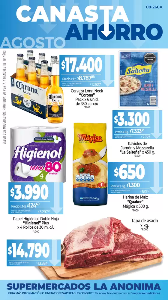 Catálogo La Anonima | Canasta Ahorro | 2026-08-01T00:00:00.000Z - 2026-08-31T00:00:00.000Z