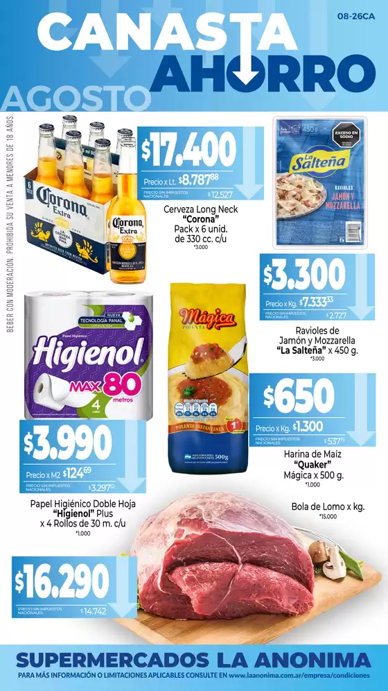 Catálogo La Anonima | Canasta Ahorro | 2026-08-01T00:00:00.000Z - 2026-08-31T00:00:00.000Z