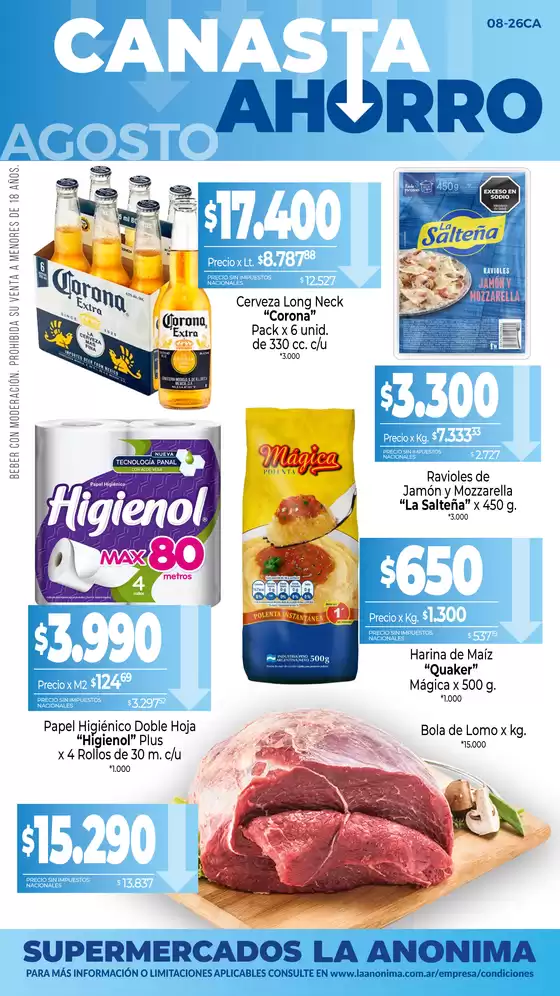 Catálogo La Anonima en Juan María Gutiérrez | Canasta Ahorro | 2026-08-01T00:00:00.000Z - 2026-08-31T00:00:00.000Z