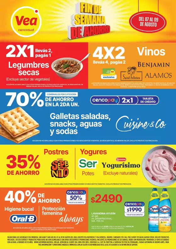 Catálogo Supermercados Vea en Florida (Buenos Aires) | Volante fin de semana Cuyo | 2026-08-07T00:00:00.000Z - 2026-08-09T00:00:00.000Z