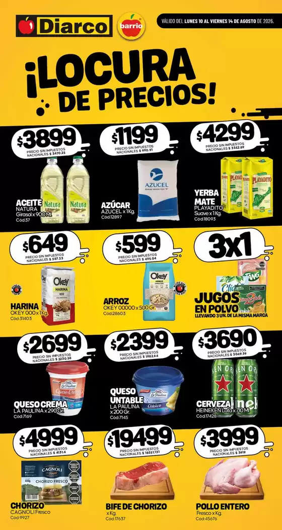 Catálogo Diarco | ESPECIAL LOCURA DE PRECIOS | 2026-08-10T00:00:00.000Z - 2026-08-14T00:00:00.000Z