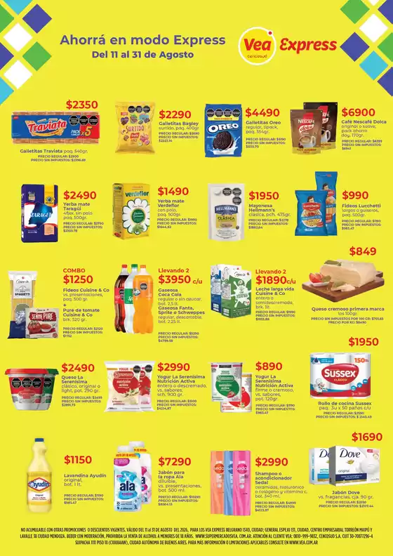 Catálogo Supermercados Vea | Volante Vea Express Mendoza | 2026-08-11T00:00:00.000Z - 2026-08-31T00:00:00.000Z