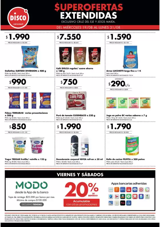 Catálogo Disco | Superofertas extendidas - Cruz del Eje y Jesus Maria | 2026-08-19T00:00:00.000Z - 2026-08-31T00:00:00.000Z