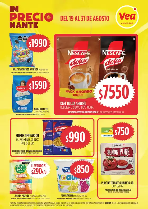 Catálogo Supermercados Vea | Folleto imPRECIOnante Córdoba | 2026-08-19T00:00:00.000Z - 2026-08-31T00:00:00.000Z
