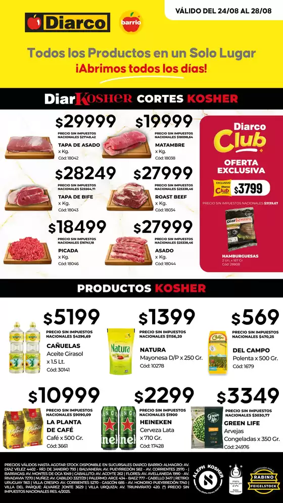 Catálogo Diarco en Floresta | OFERTAS KOSHER | 2026-08-24T00:00:00.000Z - 2026-08-28T00:00:00.000Z