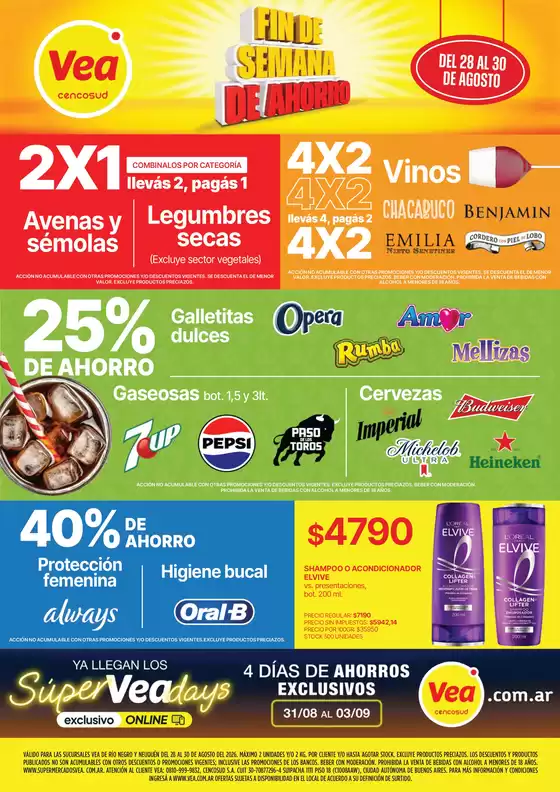 Catálogo Supermercados Vea | Fin se semana de ahorro Cuyo | 2026-08-28T00:00:00.000Z - 2026-08-30T00:00:00.000Z