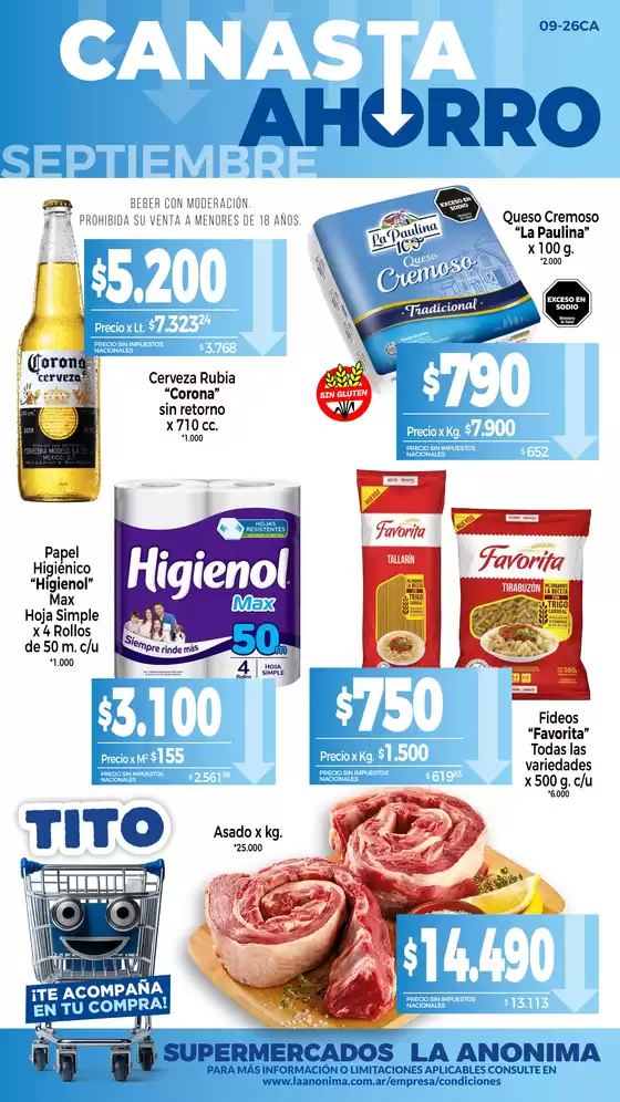 Catálogo La Anonima | Canasta ahorro | 2026-09-01T00:00:00.000Z - 2026-09-30T00:00:00.000Z