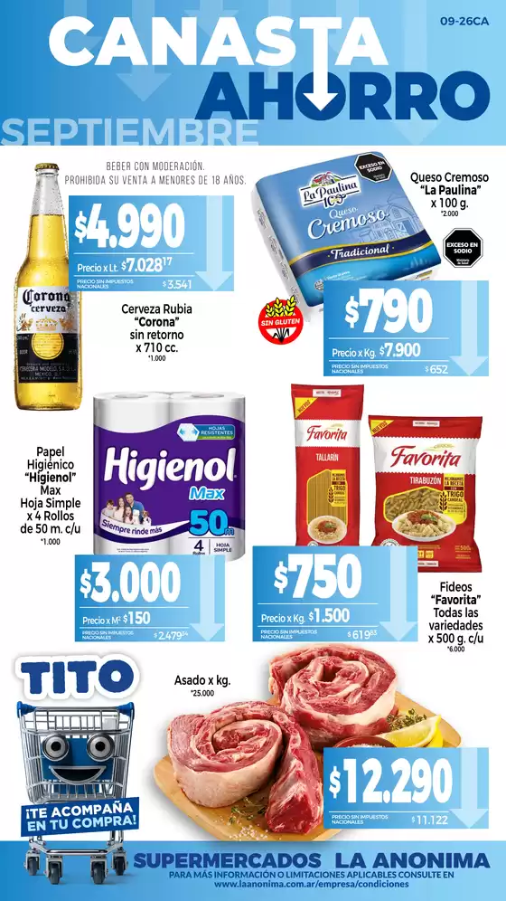 Catálogo La Anonima en Bella Vista (Corrientes) | Canasta Ahorro | 2026-09-01T00:00:00.000Z - 2026-09-30T00:00:00.000Z