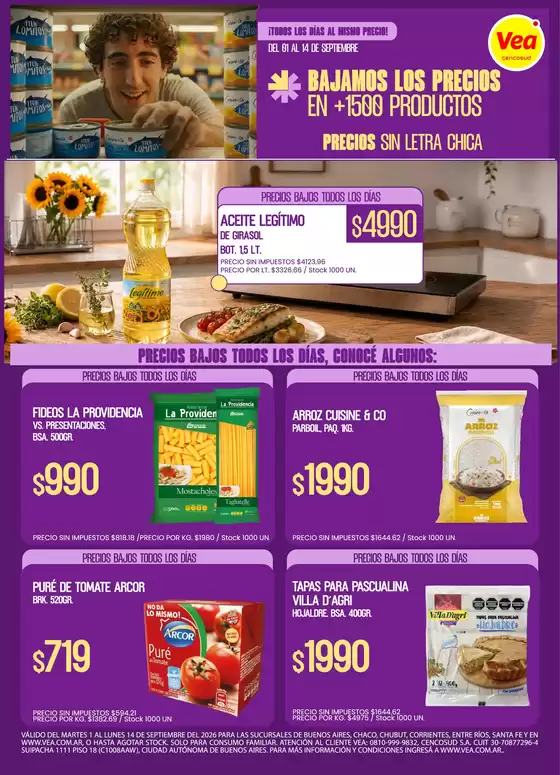 Catálogo Supermercados Vea | Folleto Precios Bajos BSAS NEA CHUBUT | 2026-09-01T00:00:00.000Z - 2026-09-14T00:00:00.000Z