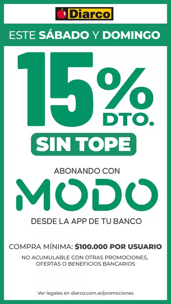 Catálogo Diarco | 15 OFF MODO SÁB Y DOM | 2026-09-12T00:00:00.000Z - 2026-09-13T00:00:00.000Z