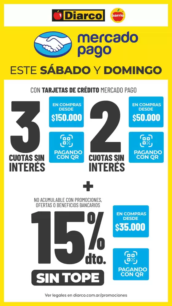 Catálogo Diarco | 15 OFF Y CUOTAS MERCADO PAGO SÁB Y DOM | 2026-09-12T00:00:00.000Z - 2026-09-13T00:00:00.000Z