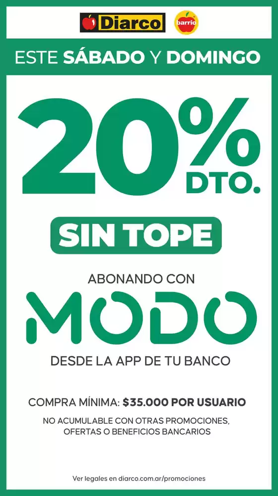Catálogo Diarco | 20 OFF MODO SÁB Y DOM | 2026-09-12T00:00:00.000Z - 2026-09-13T00:00:00.000Z