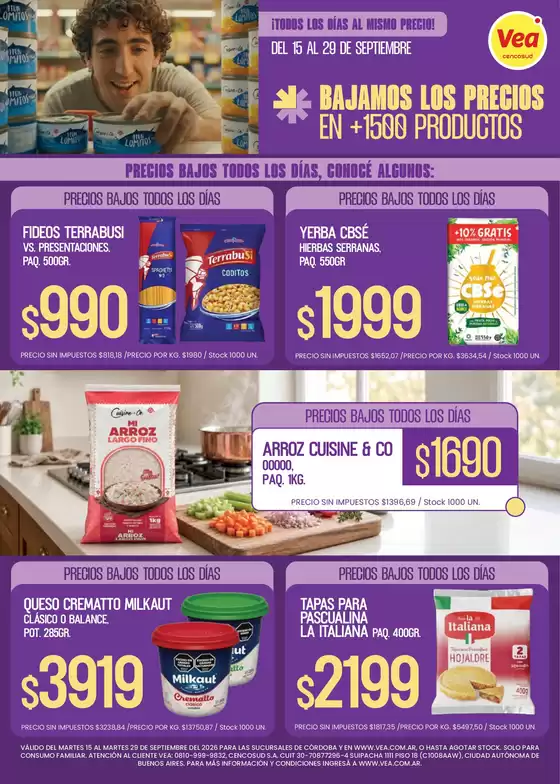 Catálogo Supermercados Vea | Folleto Precios Bajos - Córdoba | 2026-09-15T00:00:00.000Z - 2026-09-29T00:00:00.000Z